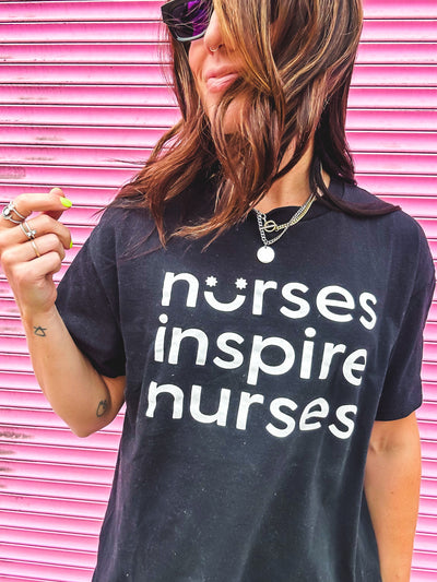 Nurses Inspire Nurses Black Smile Tee