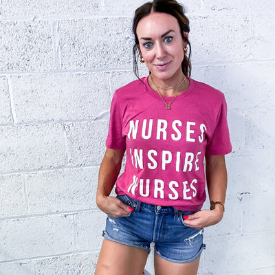 Nurses Inspire Nurses Raspberry Classic Tee